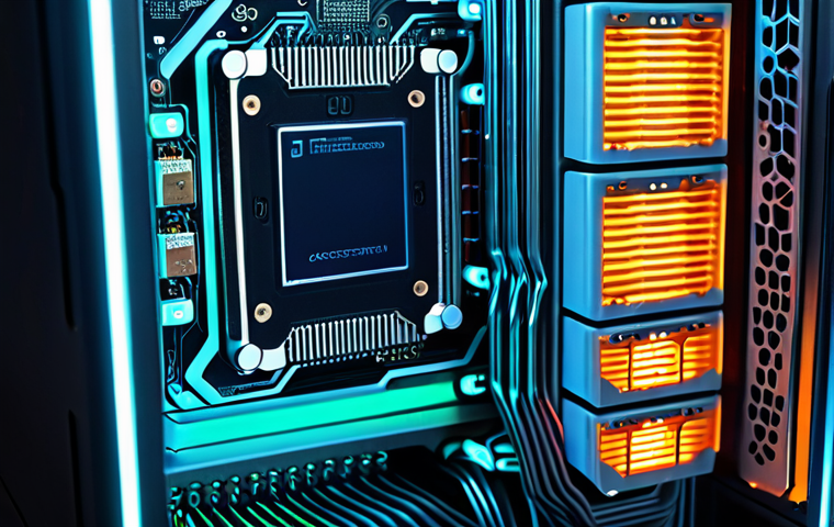 Hardware Acceleration for AI**
Prompt: A visually striking computer motherboard with a glowing GPU and TPU, possibly integrated into a futuristic server rack. Emphasize the speed and efficiency, perhaps with blurred streaks of light. Style: Clean, modern, slightly abstract – like a high-tech product advertisement. Colors: Cool blues and silvers, with accents of glowing orange or green. Focus on conveying the power and sophistication of AI hardware.
**