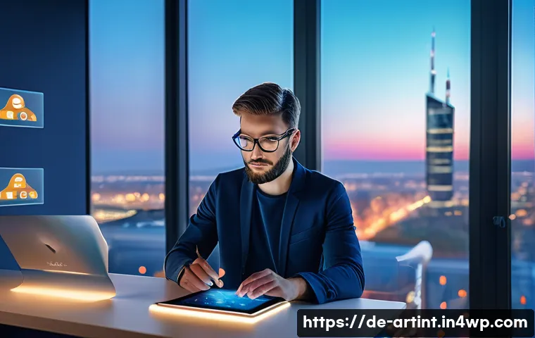 온디바이스 AI의 사용자 맞춤형 최적화 기법 - A modern German urban home office scene featuring a middle-aged person using a sleek smartphone and ...