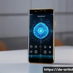 Home 20 온디바이스 AI의 사용자 경험 개선 방안 - A sleek modern smartphone with a transparent overlay illustrating on-device AI processing: glowing n...