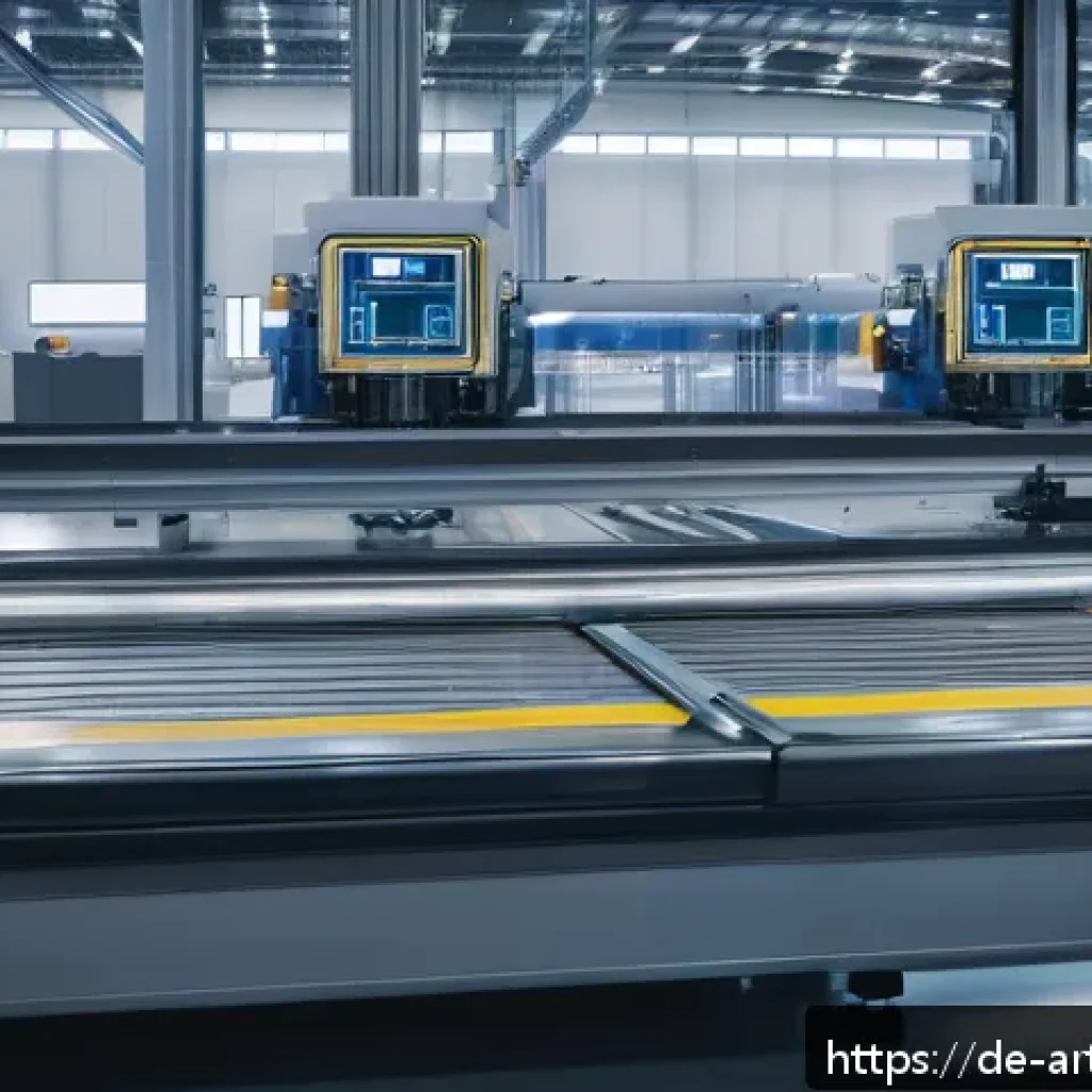 온디바이스 AI의 비즈니스 적용 사례 분석 - A modern industrial factory floor featuring advanced machinery equipped with on-device AI systems pe...