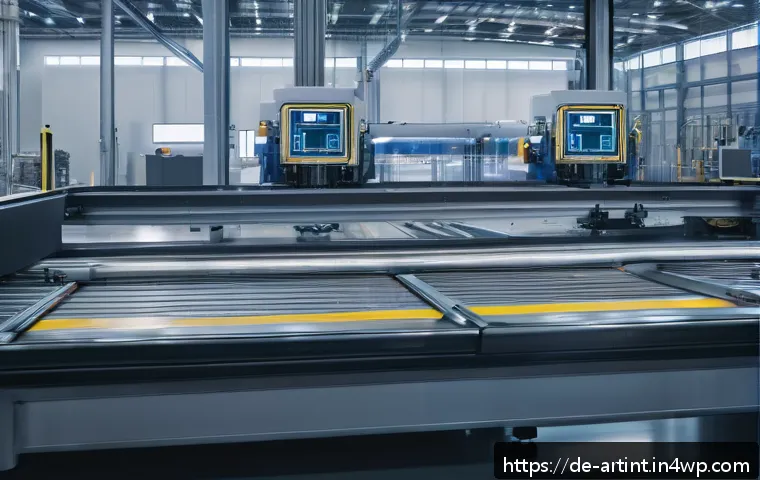 온디바이스 AI의 비즈니스 적용 사례 분석 - A modern industrial factory floor featuring advanced machinery equipped with on-device AI systems pe...