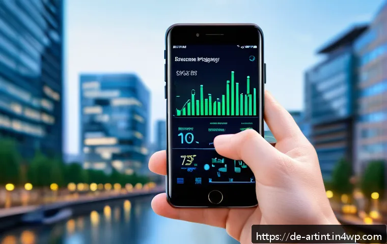 온디바이스 AI의 성능 저하 방지 기법 - A high-tech smartphone display showing a detailed, dynamic dashboard of AI resource management with ...